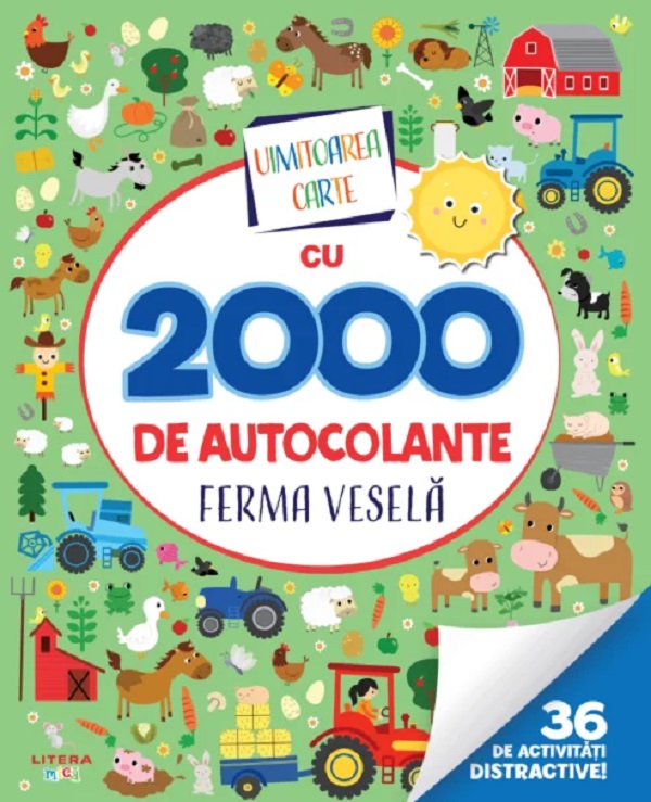 Coperta cărții 'Uimitoarea carte cu 2000 de autocolante. Ferma veselă - Emily Stead'
