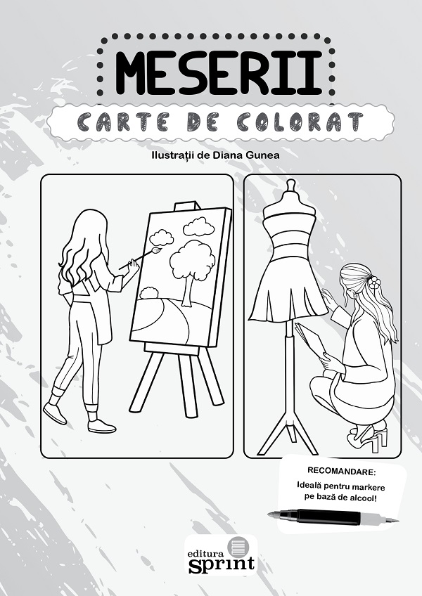 Coperta cărții 'Carte de colorat A4. Meserii'