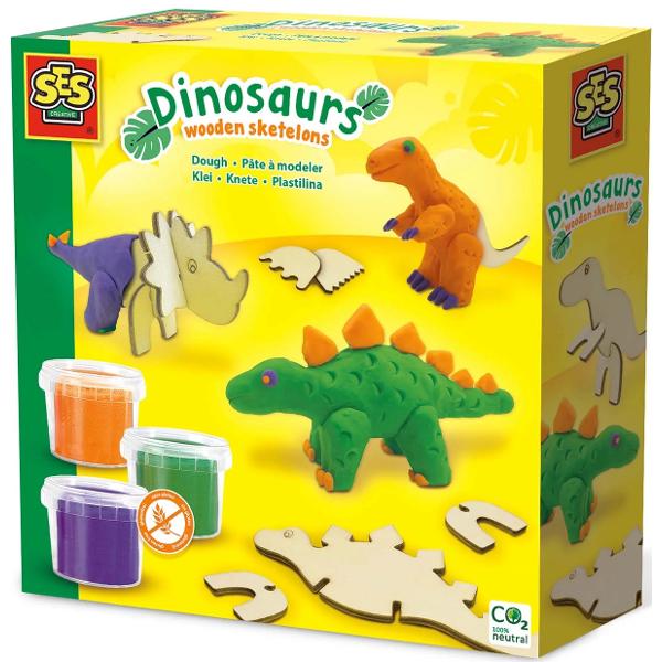 Set creativ plastilina: Dinosaurs Wooden Skeletons