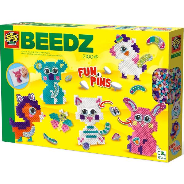 Joc creativ. Set margele de calcat. Funpins animale cu glitter