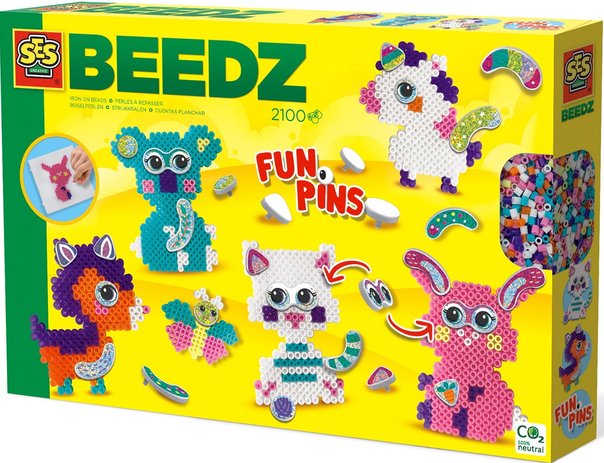 Imaginea produsului 'Joc creativ. Set mărgele de călcat. Funpins animale cu glitter'