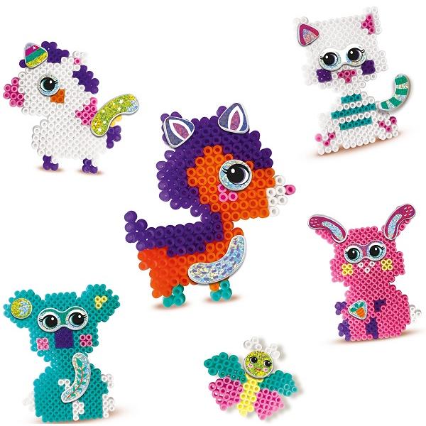 Joc creativ. Set margele de calcat. Funpins animale cu glitter