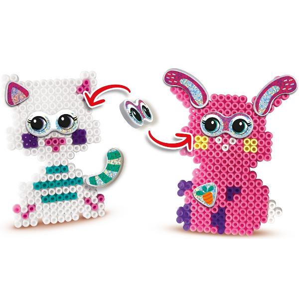Joc creativ. Set margele de calcat. Funpins animale cu glitter