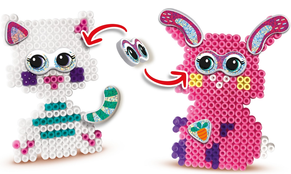 Imaginea produsului 'Joc creativ. Set mărgele de călcat. Funpins animale cu glitter'