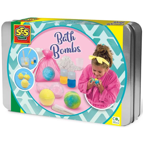 Set creativ: Bombe de baie in cutie metalica