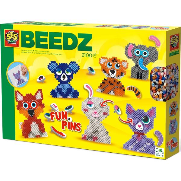 Joc creativ. Set margele de calcat. Funpins animale