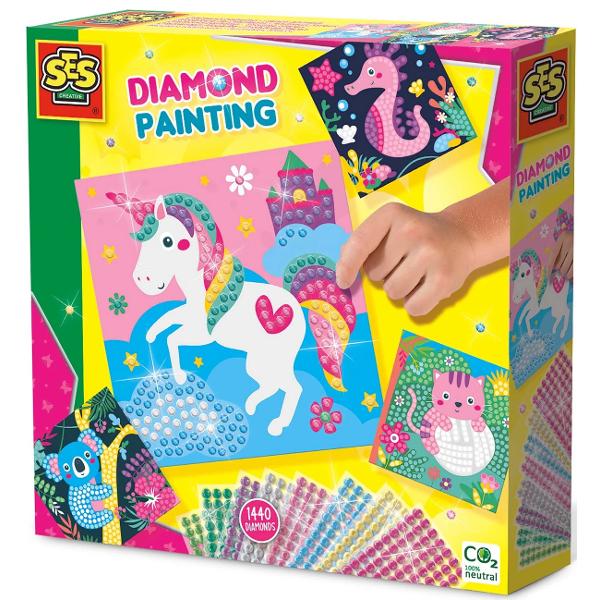 Set creativ: Pictura cu diamante. Animale fericite