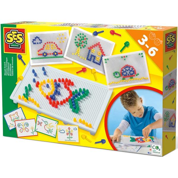 Set creativ: Tabla mozaic cu peg-uri colorate