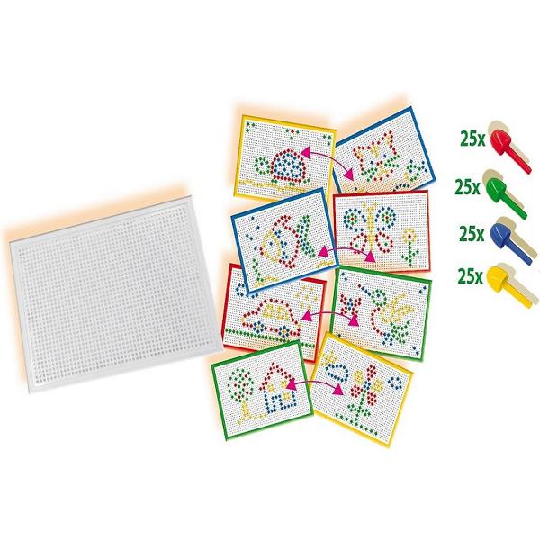 Set creativ: Tabla mozaic cu peg-uri colorate