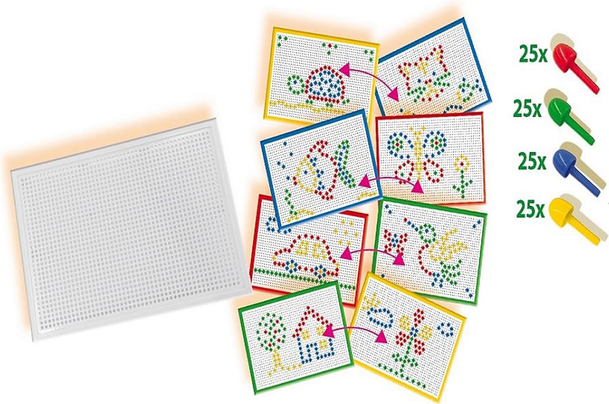 Imaginea produsului 'Set creativ: Tablă mozaic cu peg-uri colorate'