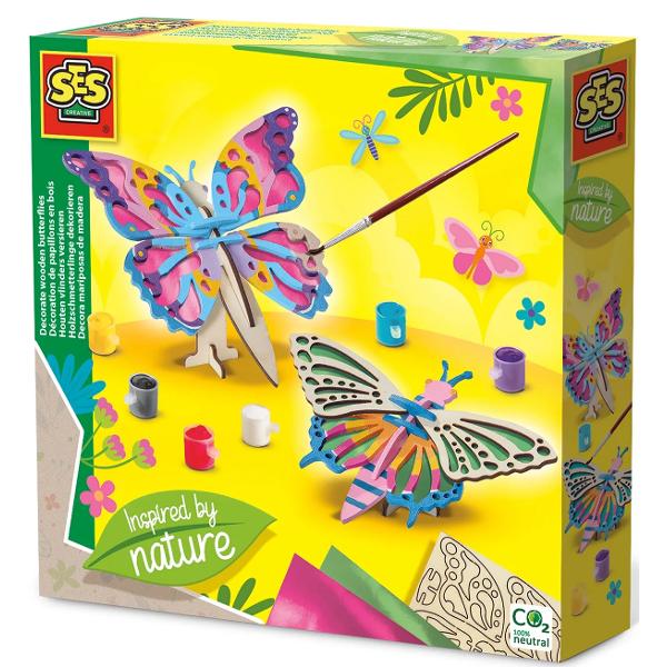 Set creativ: Decoreaza fluturi din lemn