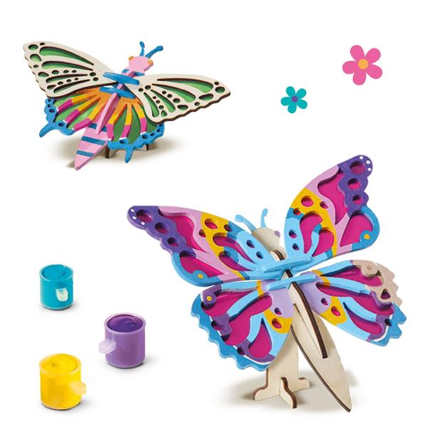 Set creativ: Decoreaza fluturi din lemn