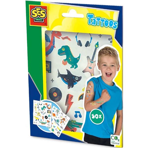 Tatuaje pentru copii. Spatiu si dinozauri