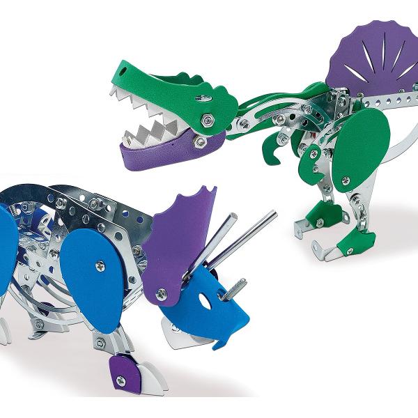 Set constructie: Dinozauri din metal. Triceratops si Spinosaurus