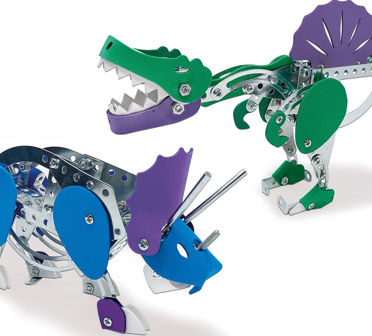 Imaginea produsului 'Set construcție: Dinozauri din metal. Triceratops și Spinosaurus'