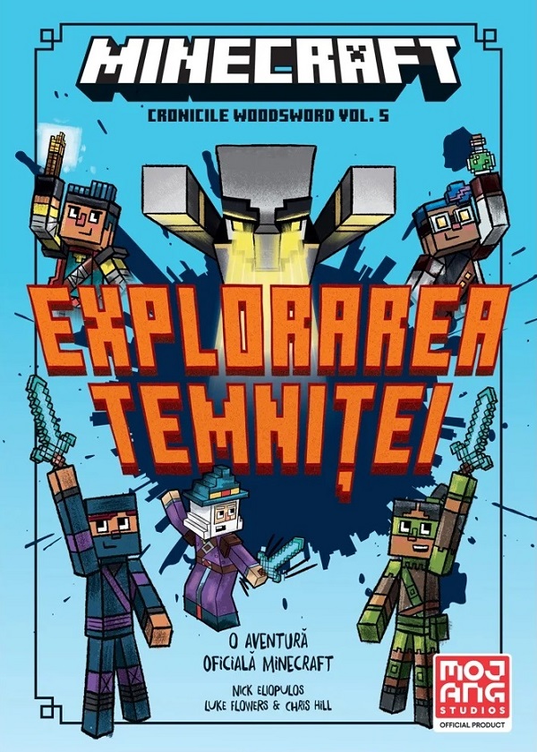 Coperta cărții 'Minecraft: Explorarea temniței. Cronicile Woodsword Vol.5 - Nick Eliopulos, Luke Flowers'