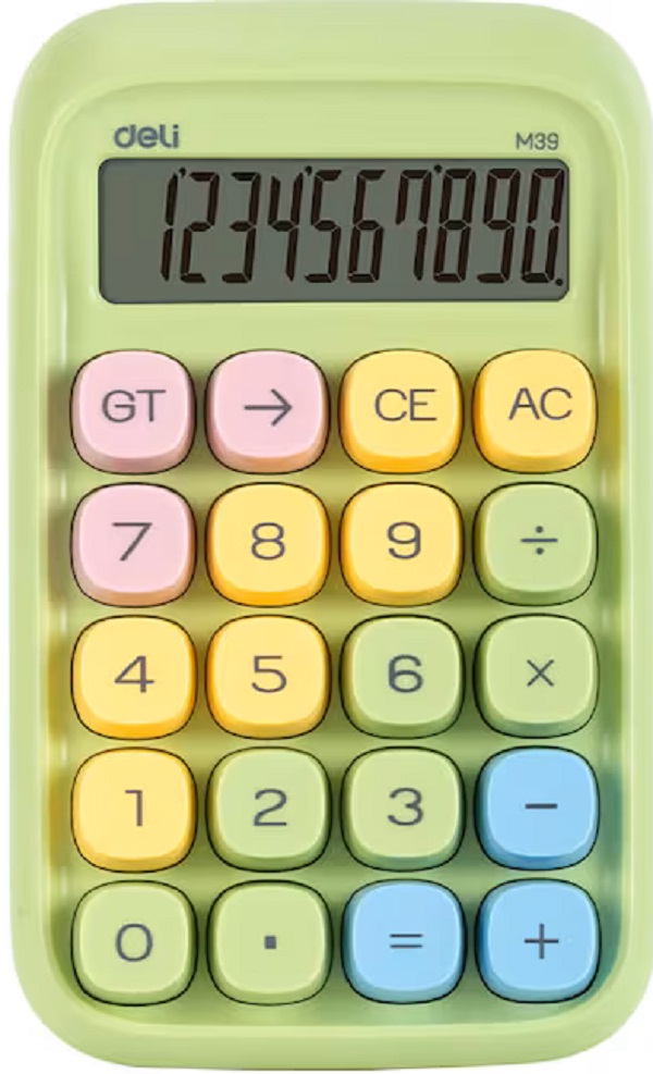 Imaginea produsului 'Calculator de birou 10 Digits. Taste multicolore. Verde'