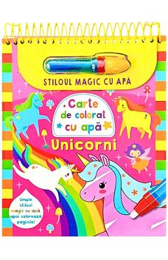 Coperta cărții 'Stiloul magic cu apă. Carte de colorat cu apă: Unicorni'