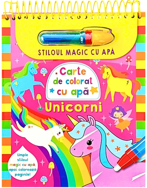 Coperta cărții 'Stiloul magic cu apă. Carte de colorat cu apă: Unicorni'