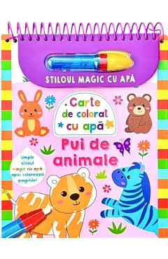 Coperta cărții 'Stiloul magic cu apă. Carte de colorat cu apă: Pui de animale'