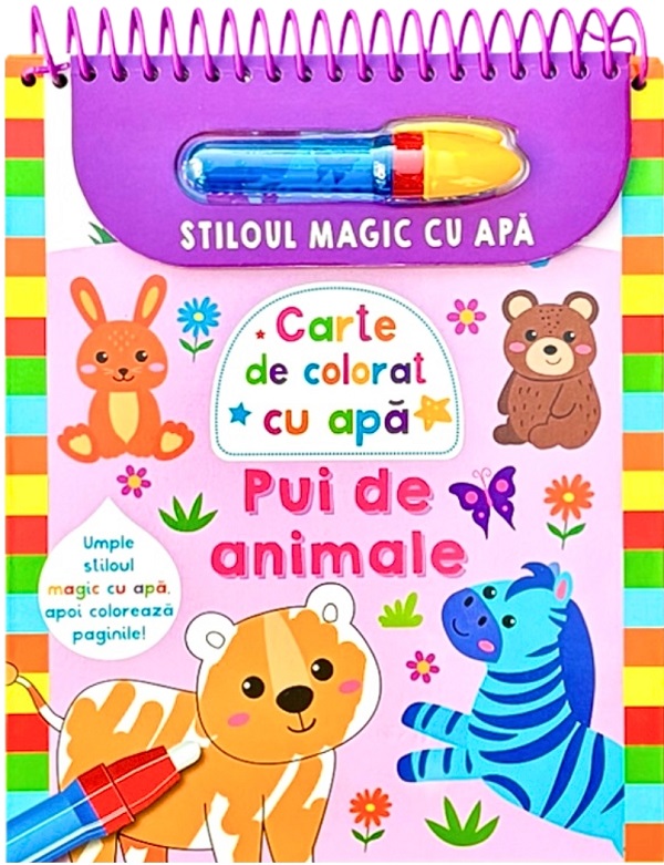 Coperta cărții 'Stiloul magic cu apă. Carte de colorat cu apă: Pui de animale'