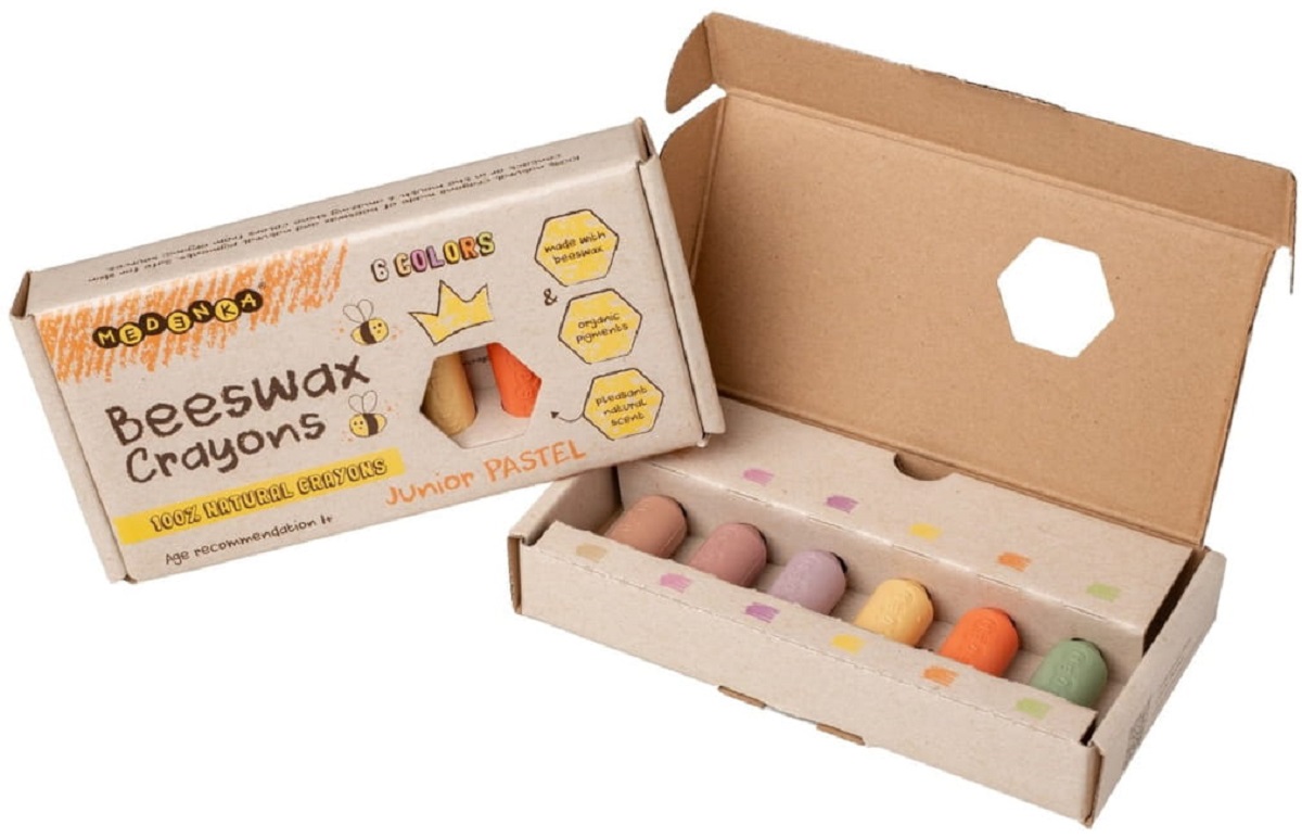 Imaginea produsului 'Creioane cerate din ceară de albine. Set 6 culori: Junior Pastel'