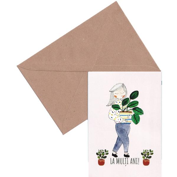 Carte postala: La multi ani! Fata cu ghiveci