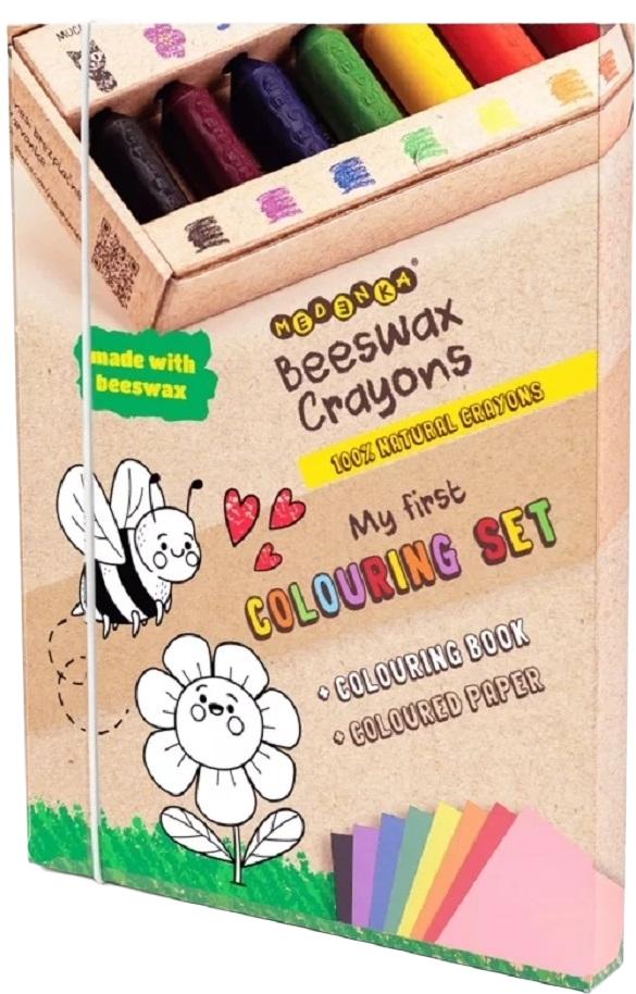 Imaginea produsului 'Set creativ: creioane cerate, planșe și coli colorate'