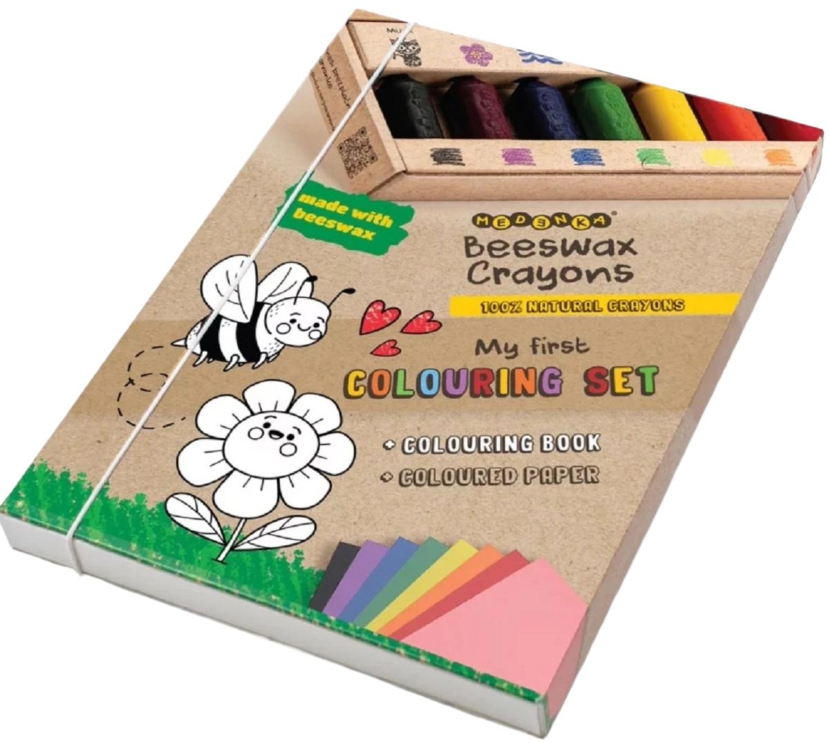 Imaginea produsului 'Set creativ: creioane cerate, planșe și coli colorate'