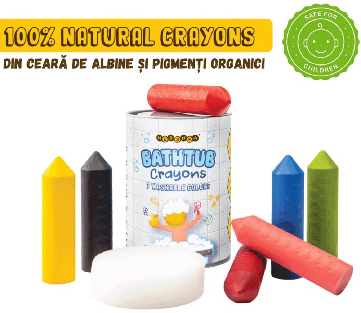 Imaginea produsului 'Creioane pentru baie din ceară de albine. Set 7 culori'