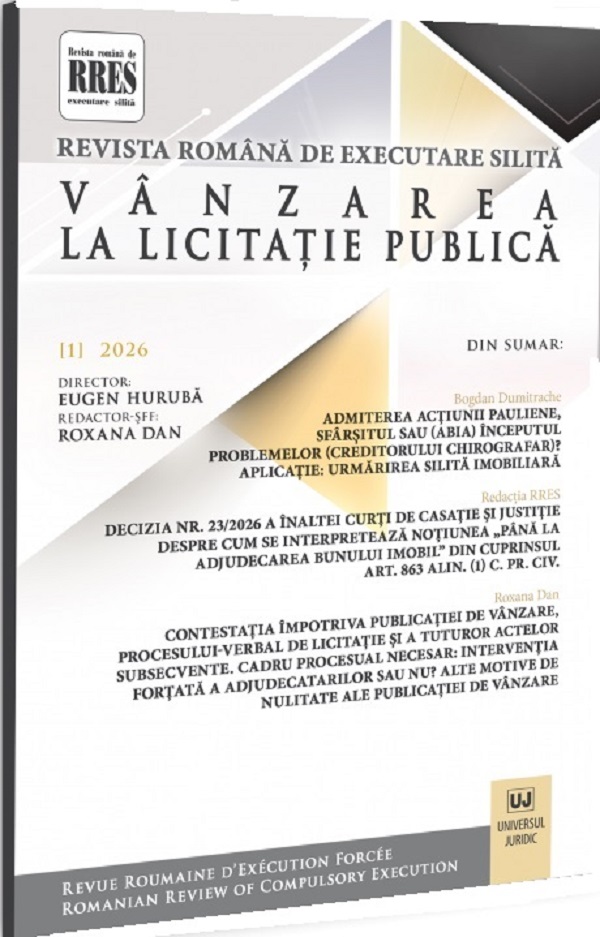 Coperta cărții 'Revista română de executare silită Nr.1 din 2026. Vânzarea la licitație publică'