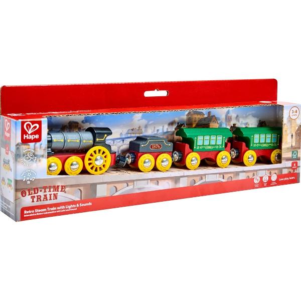 Tren cu aburi retro cu lumini si sunete