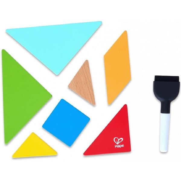 Jucarie din lemn 2 in 1. Space Maze & Tangram Board 