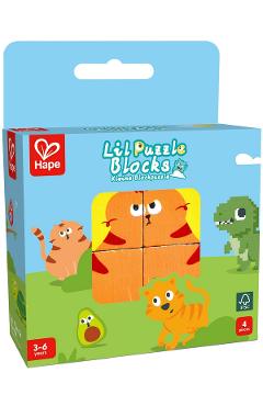 Imaginea produsului 'Puzzle din lemn. Cuburi 4 piese'