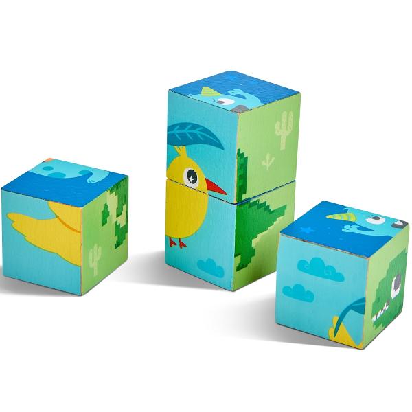 Puzzle din lemn. Cuburi 4 piese
