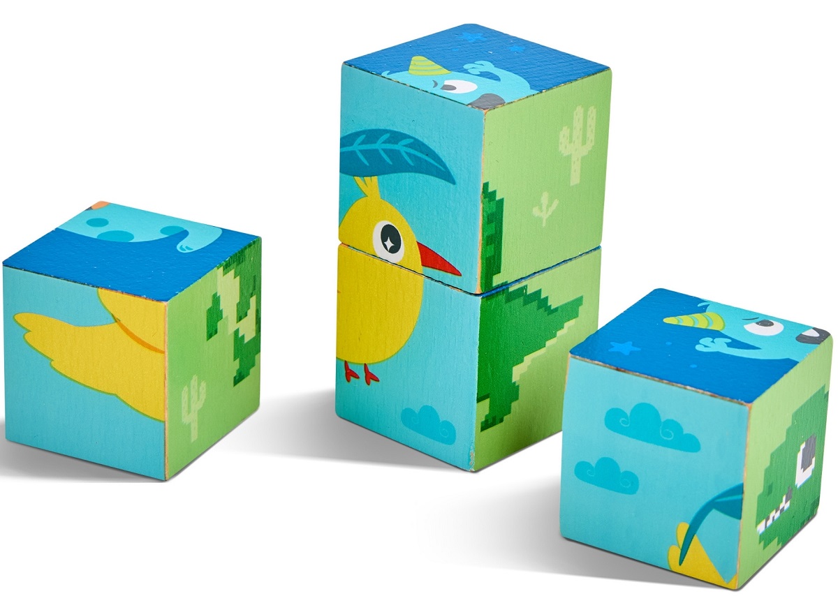 Imaginea produsului 'Puzzle din lemn. Cuburi 4 piese'