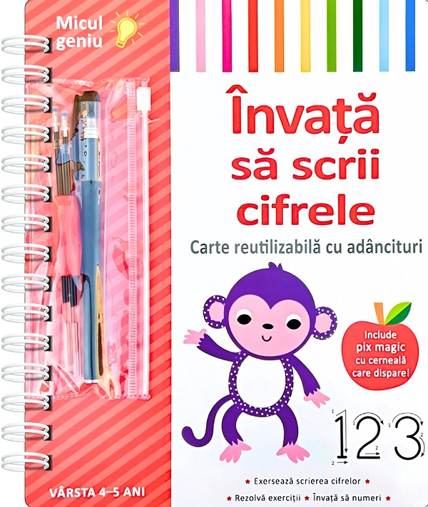 Coperta cărții 'Învață să scrii cifrele. Carte reutilizabilă cu adâncituri'