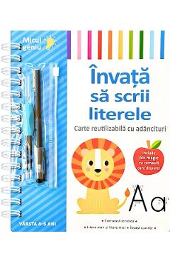 Coperta cărții 'Învață să scrii literele. Carte reutilizabilă cu adâncituri'