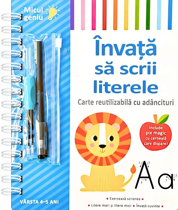 Coperta cărții 'Învață să scrii literele. Carte reutilizabilă cu adâncituri'