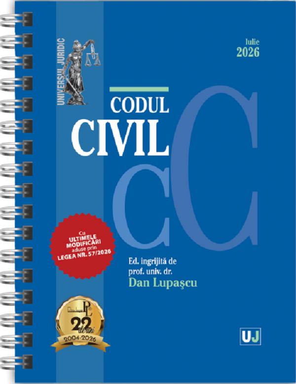 Coperta cărții 'Codul civil Iulie 2026. Ed.Spiralată - Dan Lupașcu'