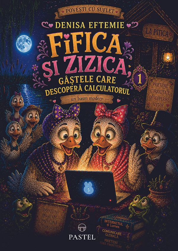 Coperta cărții 'Fifica și Zizica, gâștele care descoperă calculatorul Vol.1 - Denisa Eftemie'