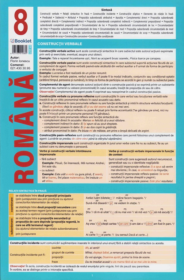 Coperta cărții 'Pliant Limba română - Clasa 8 - Florin Ionescu'