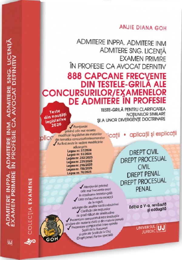 Coperta cărții '888 capcane frecvente din testele-grilă ale concursurilor/examenelor de admitere în profesie - Anjie Diana Goh'
