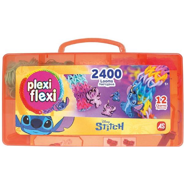 Cutie Plexi Flexi. 2400 elastice si 12 accesorii. Stitch. Portocaliu