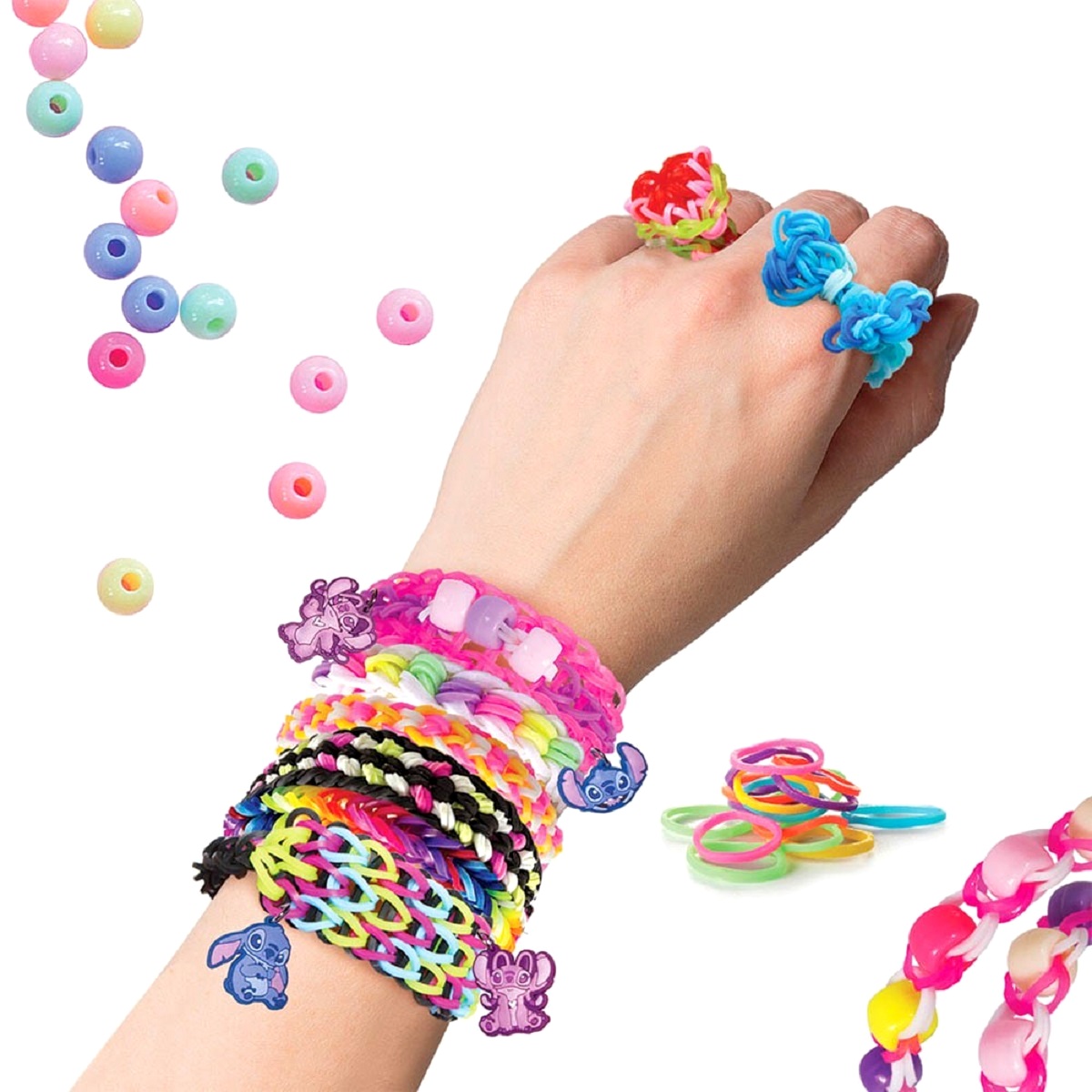 Imaginea produsului 'Cutie Plexi Flexi. 2400 elastice și 12 accesorii. Stitch. Portocaliu'