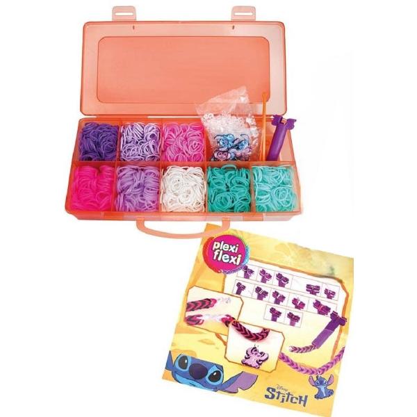Cutie Plexi Flexi. 2400 elastice si 12 accesorii. Stitch. Portocaliu