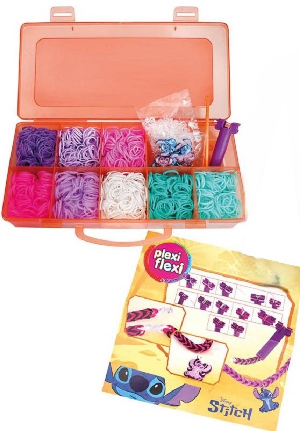 Imaginea produsului 'Cutie Plexi Flexi. 2400 elastice și 12 accesorii. Stitch. Portocaliu'