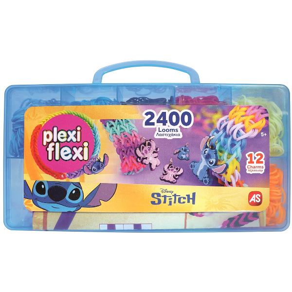Cutie Plexi Flexi. 2400 elastice si 12 accesorii. Stitch. Albastru