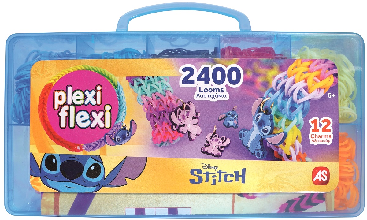 Imaginea produsului 'Cutie Plexi Flexi. 2400 elastice și 12 accesorii. Stitch. Albastru'