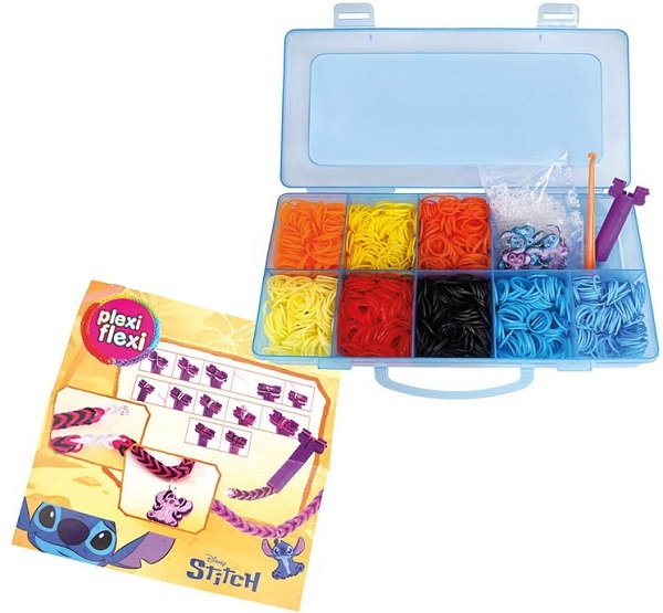 Imaginea produsului 'Cutie Plexi Flexi. 2400 elastice și 12 accesorii. Stitch. Albastru'